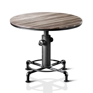 furniture of america zina round antique black metal counter height dining table