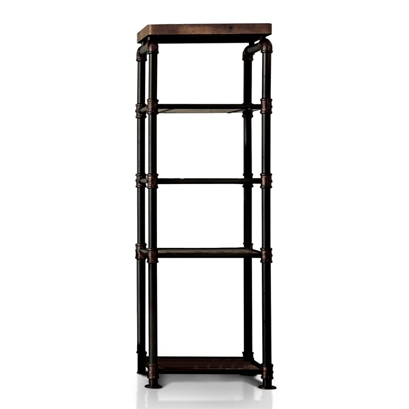 Furniture of America Cyprinus Industrial Metal Pier Cabinet in Antique Black