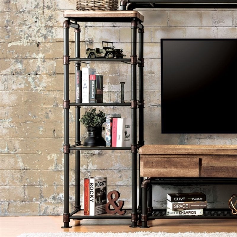 Furniture of America Cyprinus Industrial Metal Pier Cabinet in Antique Black