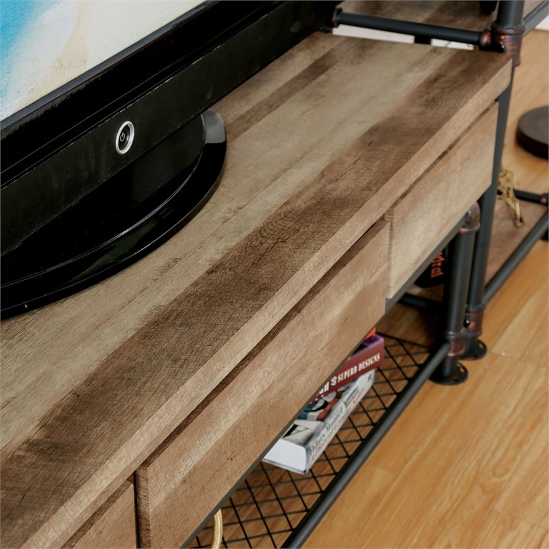 Furniture of America Cyprinus Industrial Metal 60-Inch TV Stand in Antique Black