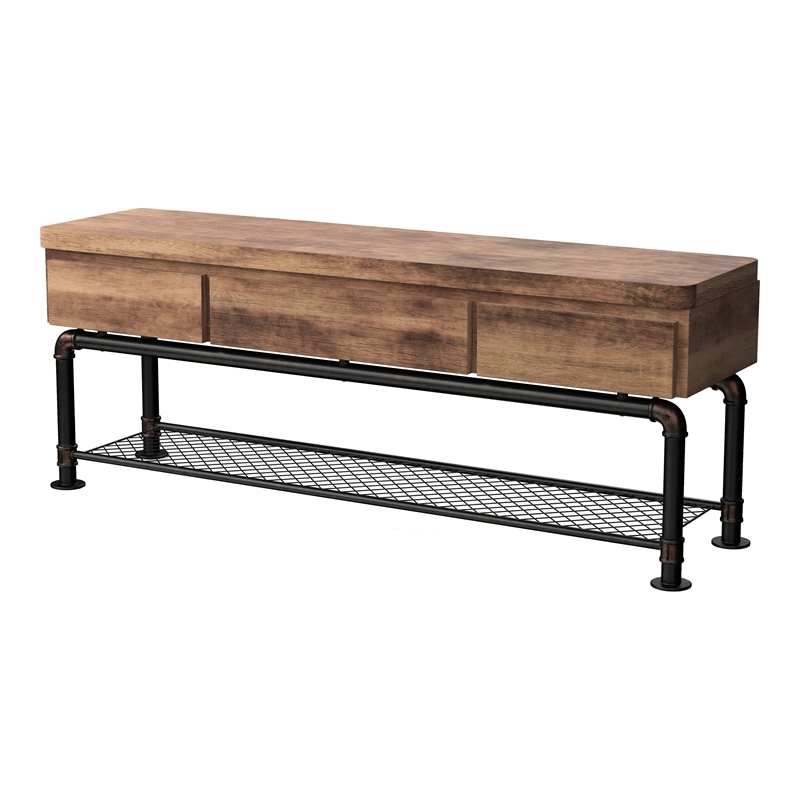 Furniture of America Cyprinus Industrial Metal 60-Inch TV Stand in Antique Black
