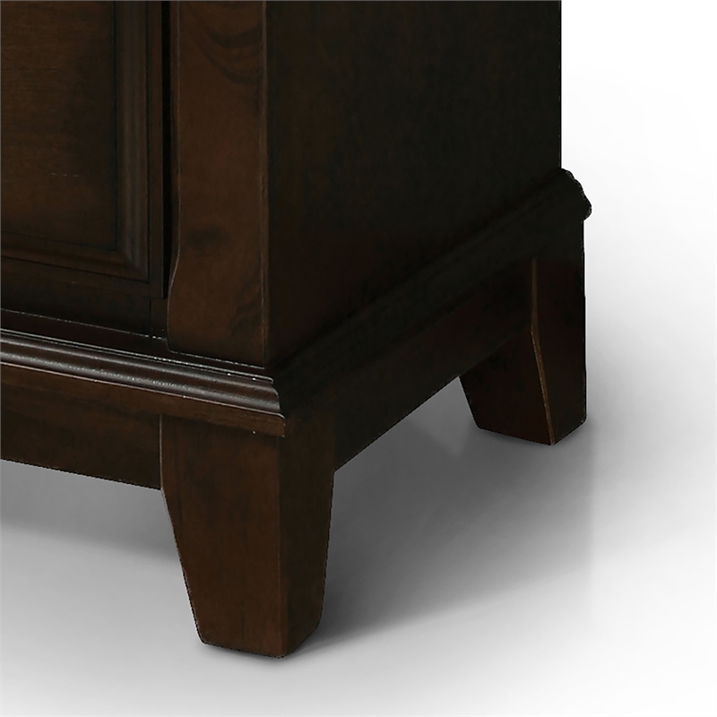 Furniture of America Glinda Solid Wood 5-Drawer Chest in Brown Cherry