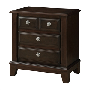 furniture of america glinda solid wood 3-drawer nightstand in brown cherry
