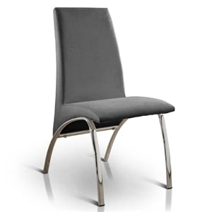 Furniture of America Duell Faux Leather Dining Chair in Gray (Set of 2)