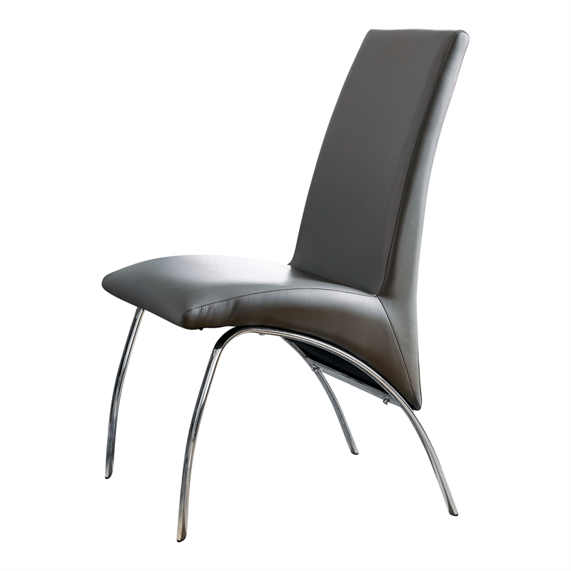 Furniture of America Duell Faux Leather Dining Chair in Gray (Set of 2)