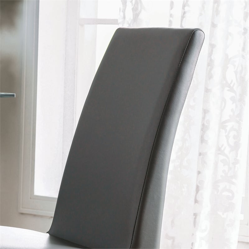 Furniture of America Duell Faux Leather Dining Chair in Gray (Set of 2)