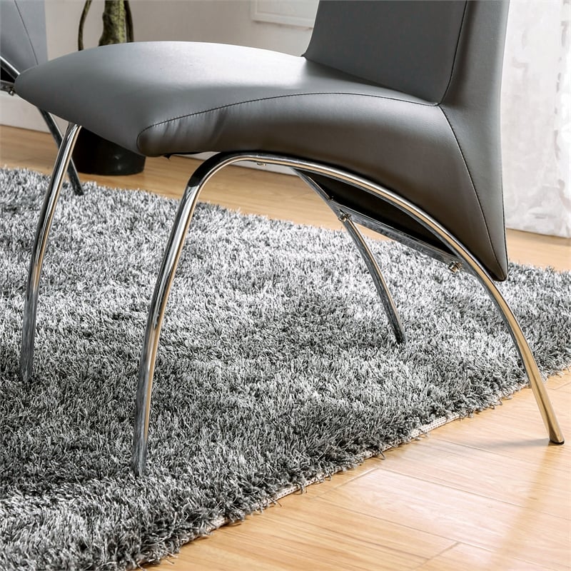 Furniture of America Duell Faux Leather Dining Chair in Gray (Set of 2)