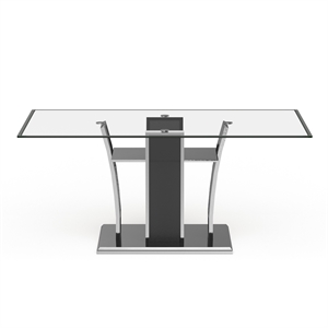 Furniture of America Valery Contemporary Glass Top Dining Table in Gray