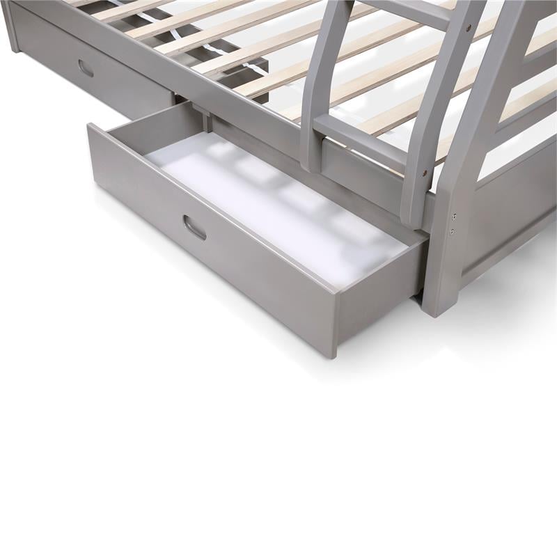 Furniture of America Tomi Wood Twin over Full Storage Bunk Bed in Gray