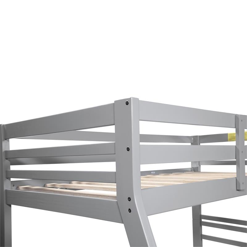 Furniture of America Tomi Wood Twin over Full Storage Bunk Bed in Gray