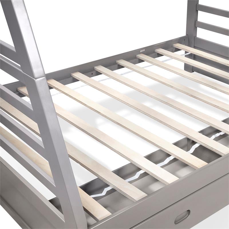 Furniture of America Tomi Wood Twin over Full Storage Bunk Bed in Gray
