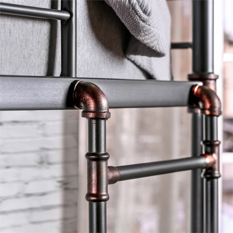 Furniture of America Bryon Metal Full over Full Bunk Bed in Antique Black