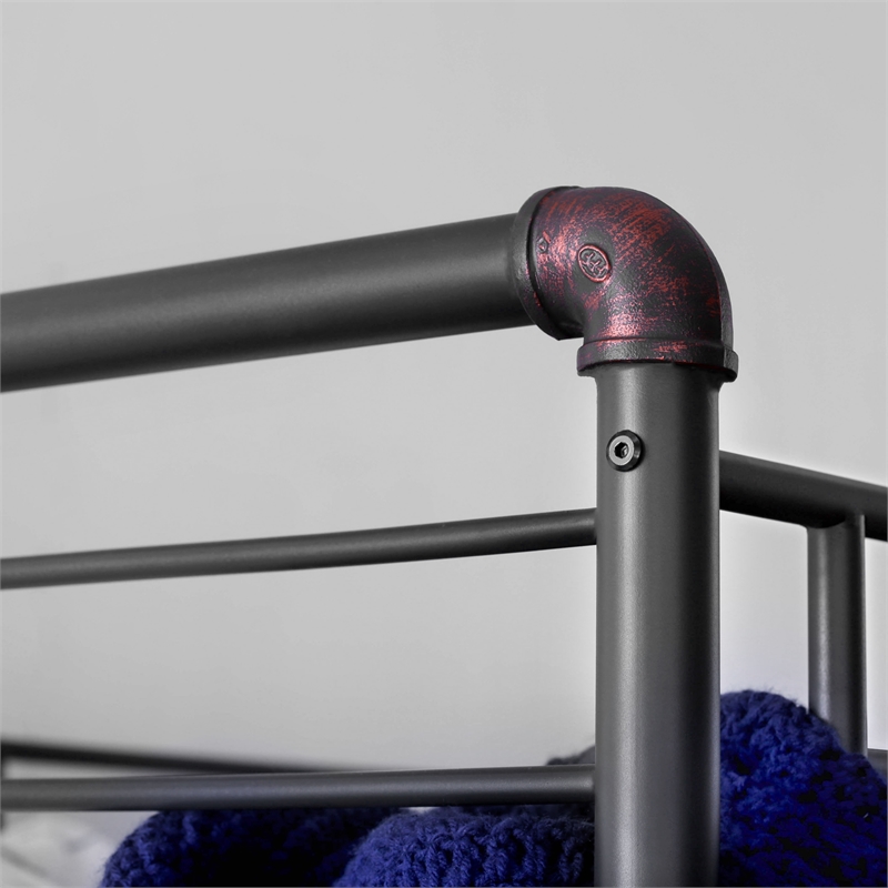 Furniture of America Bryon Metal Full over Queen Bunk Bed in Antique Black