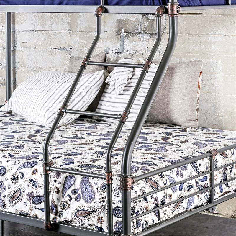 Furniture of America Bryon Metal Full over Queen Bunk Bed in Antique Black