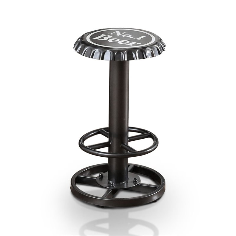 Furniture of America Herfer Bottle Cap Bar Stool in Gunmetal IDFBR8334