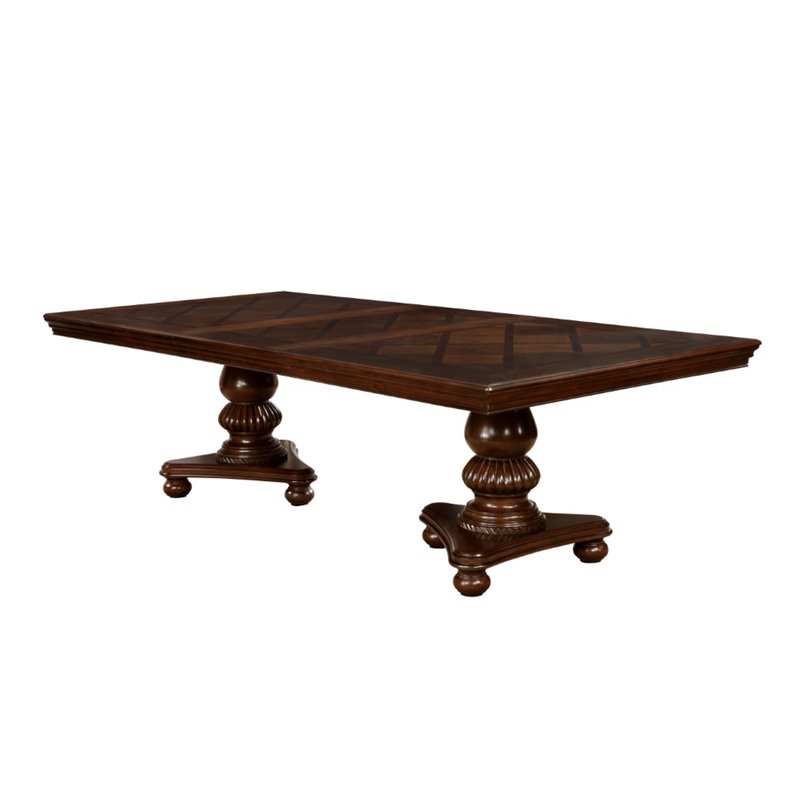 Furniture of America Alstroemeria Wood Pedestal Dining Table in Brown ...