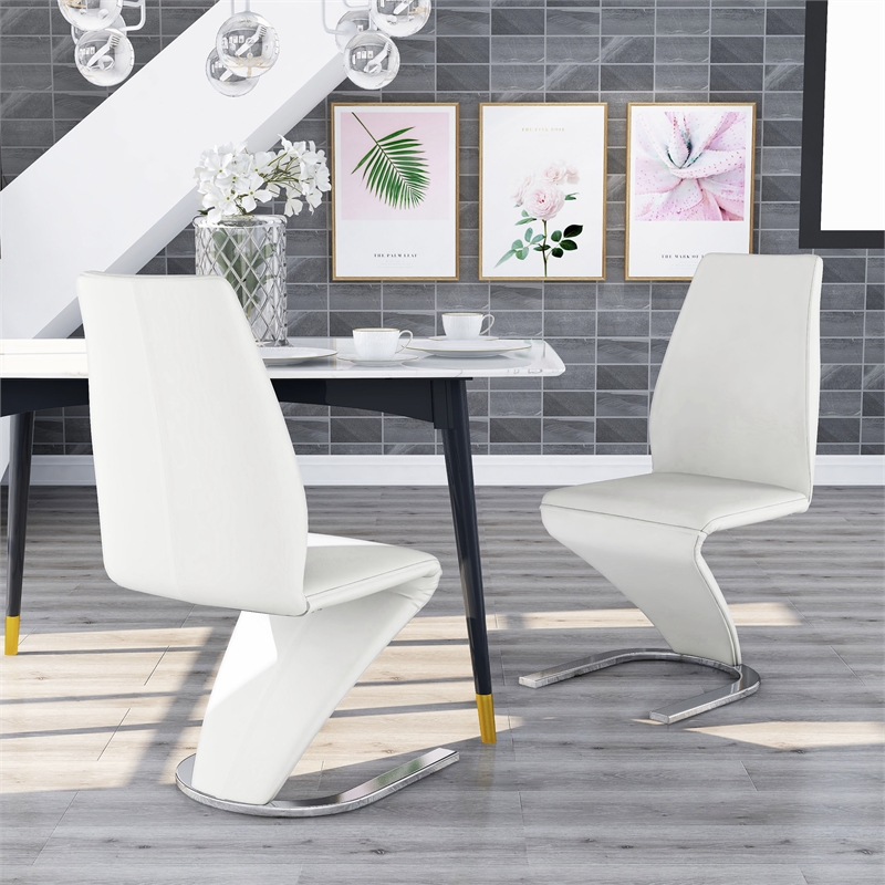 Furniture of America Verdell Faux Leather Dining Chair in White (Set of 2)
