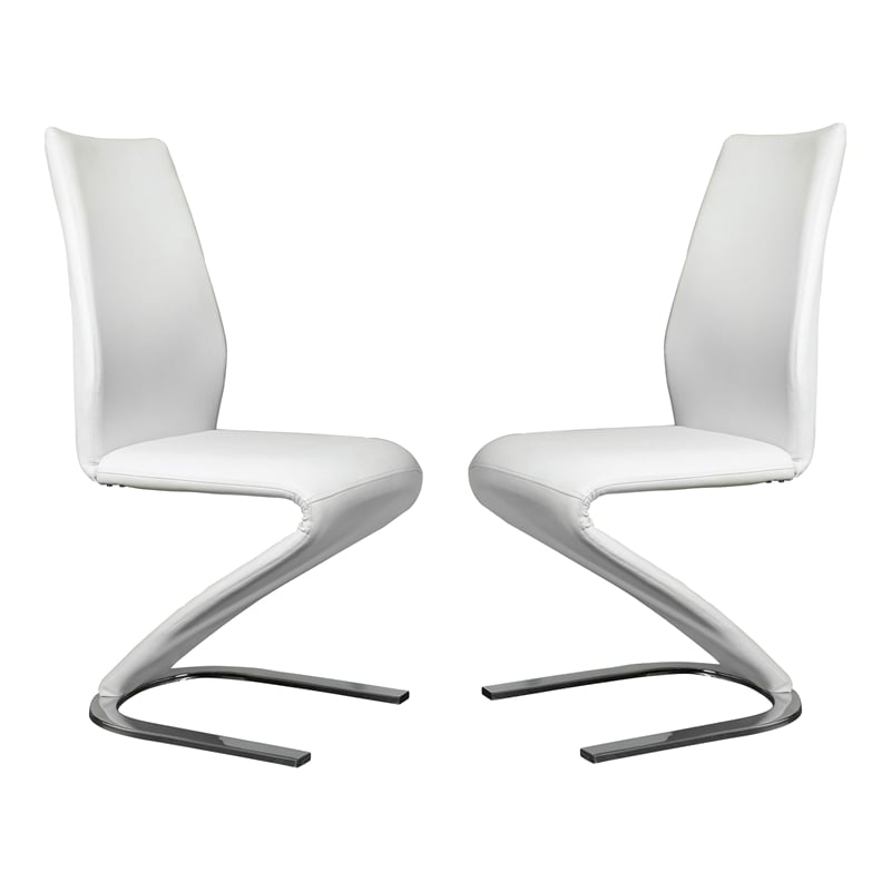 Furniture of America Verdell Faux Leather Dining Chair in White (Set of 2)