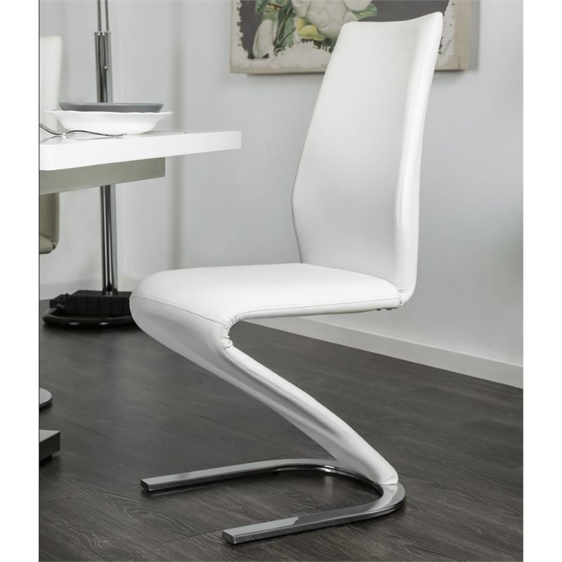 Furniture of America Verdell Faux Leather Dining Chair in White (Set of 2)
