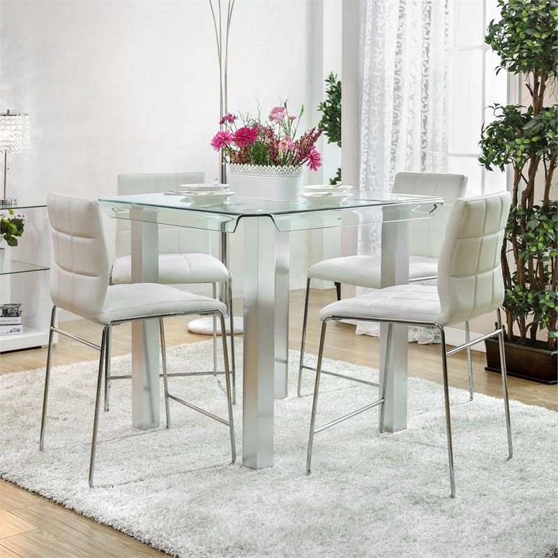 Furniture Of America Marva Glass Top, High Top Dining Table Height