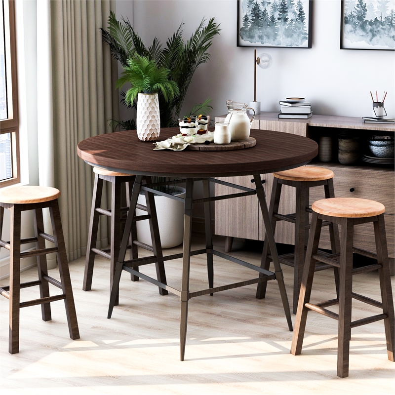 Furniture Of America Haliana Metal, Bar Height Wood Dining Table