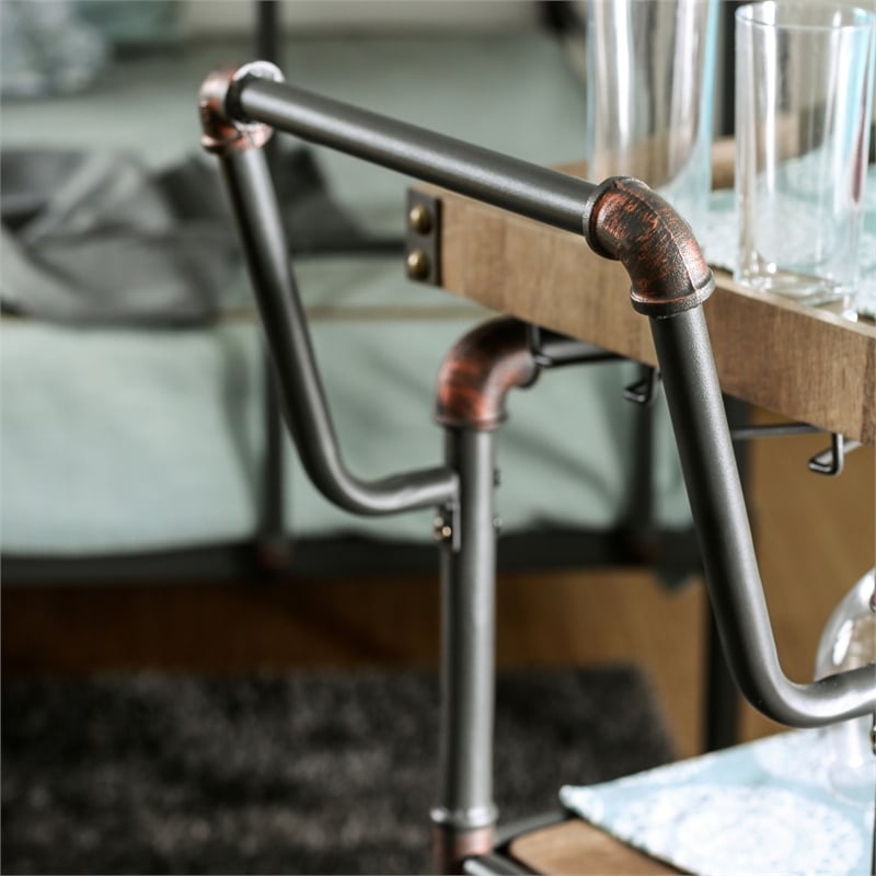Furniture of America Sulema Industrial Metal 3-Tier Bar Cart in Sand Black