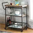 Furniture of America Sulema Industrial Metal 3-Tier Bar Cart in Sand Black