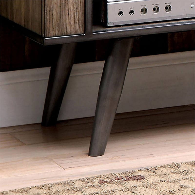 Furniture of America Eldroa Mid-century Solid Wood 72-Inch TV Stand in Gray