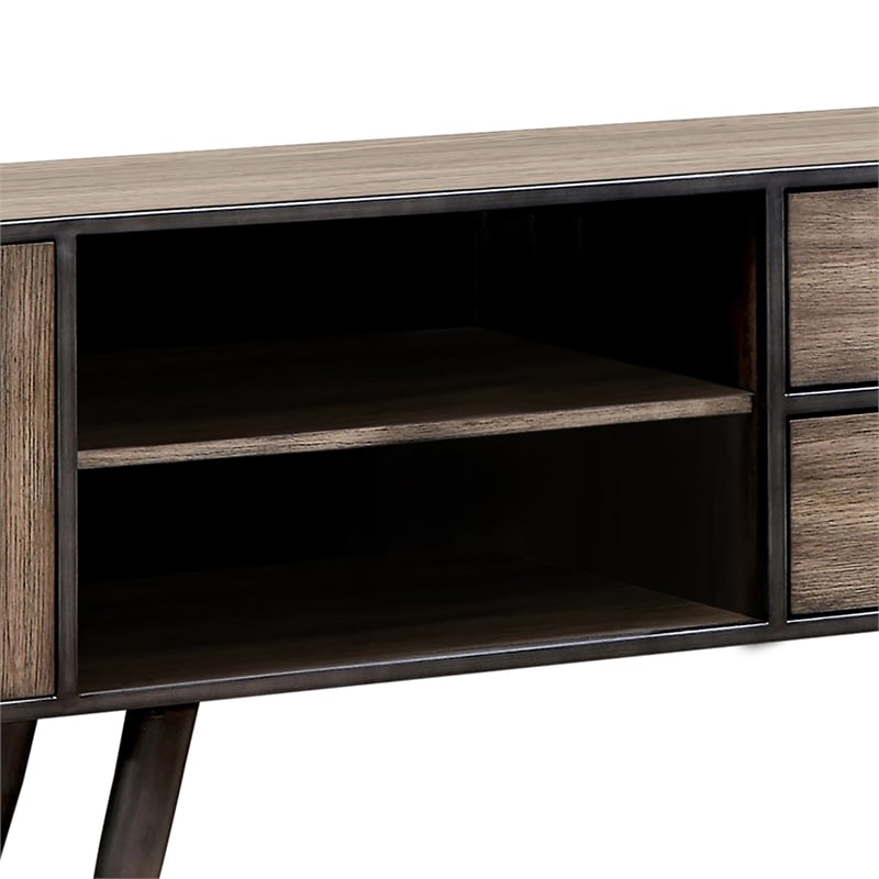 Furniture of America Eldroa Mid-century Solid Wood 72-Inch TV Stand in Gray