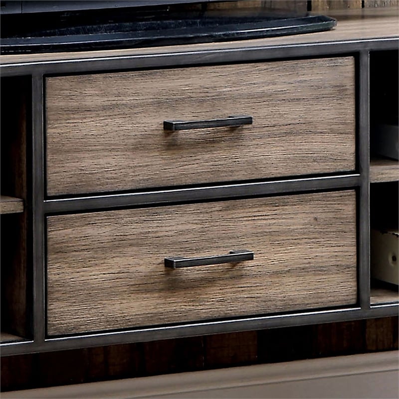 Furniture of America Eldroa Mid-century Solid Wood 72-Inch TV Stand in Gray