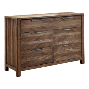 Furniture of America Bickson Solid Wood 6-Drawer Dresser in Rustic Natural Tone