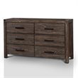 Furniture of America Krentin Rustic Wood 6-Drawer Dresser in Wire-Brushed Brown
