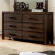 Furniture of America Krentin Rustic Wood 6-Drawer Dresser in Wire-Brushed Brown