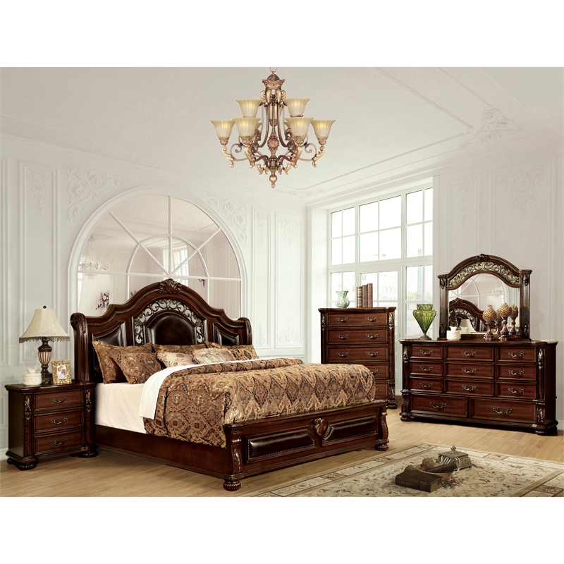 Furniture of America Seboya White King Panel Bed with LED Light