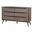 Furniture of America Belkor Mid-Century Modern Wood 6-Drawer Dresser in Gray