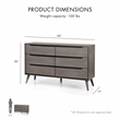 Furniture of America Belkor Mid-Century Modern Wood 6-Drawer Dresser in Gray