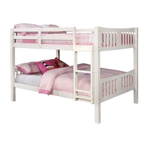 furniture of america edith transitional solid wood bunk bed in white