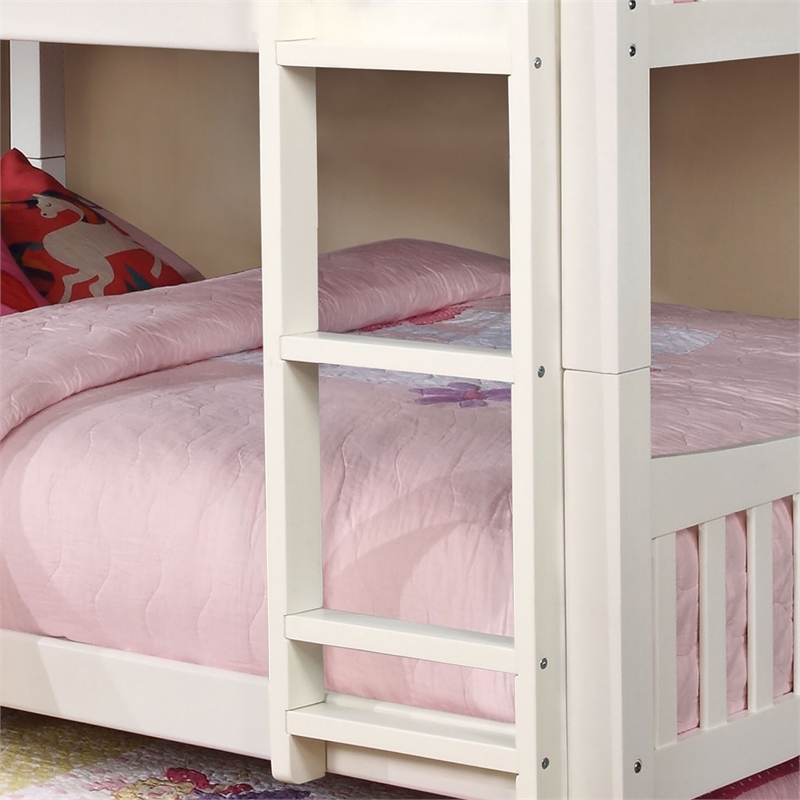 Furniture of America Edith Wood Full over Full Bunk Bed in White
