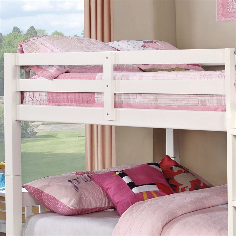 Furniture of America Edith Wood Full over Full Bunk Bed in White