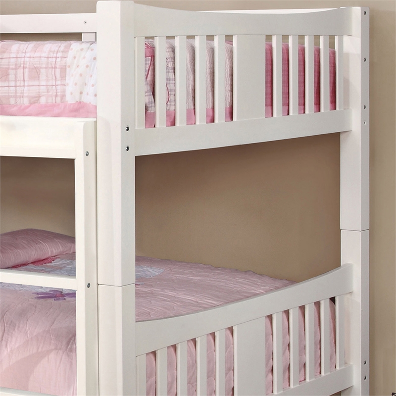 Furniture of America Edith Wood Full over Full Bunk Bed in White