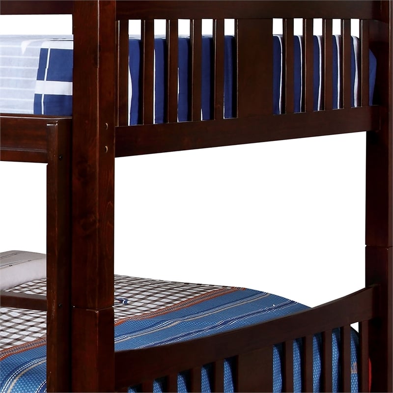 Furniture of America Edith Wood Full over Full Bunk Bed in Dark Walnut