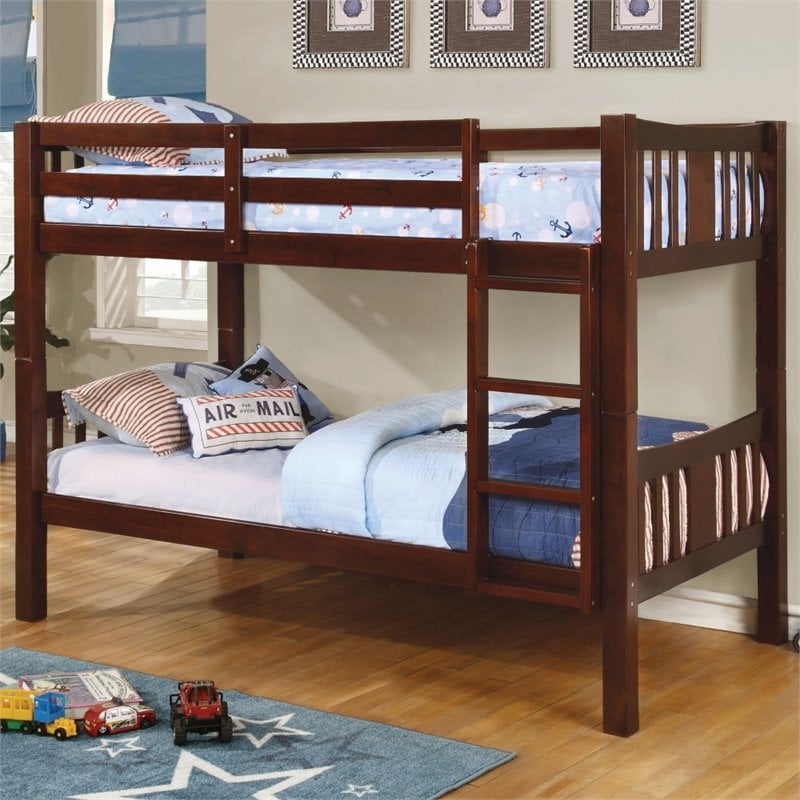 Furniture of America Edith Wood Full over Full Bunk Bed in Dark Walnut