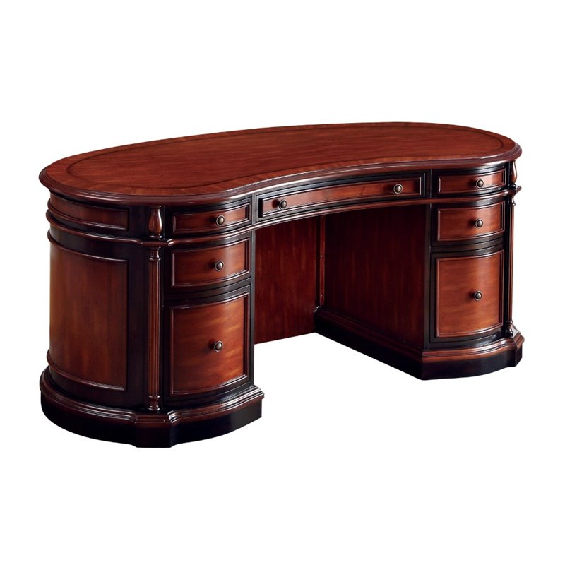 Furniture of America Ellsworth Executive Desk in Cherry and Black IDF