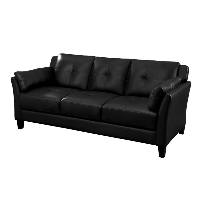 Furniture of America Tonia Contemporary 3Piece Faux Leather Sofa Set in Black