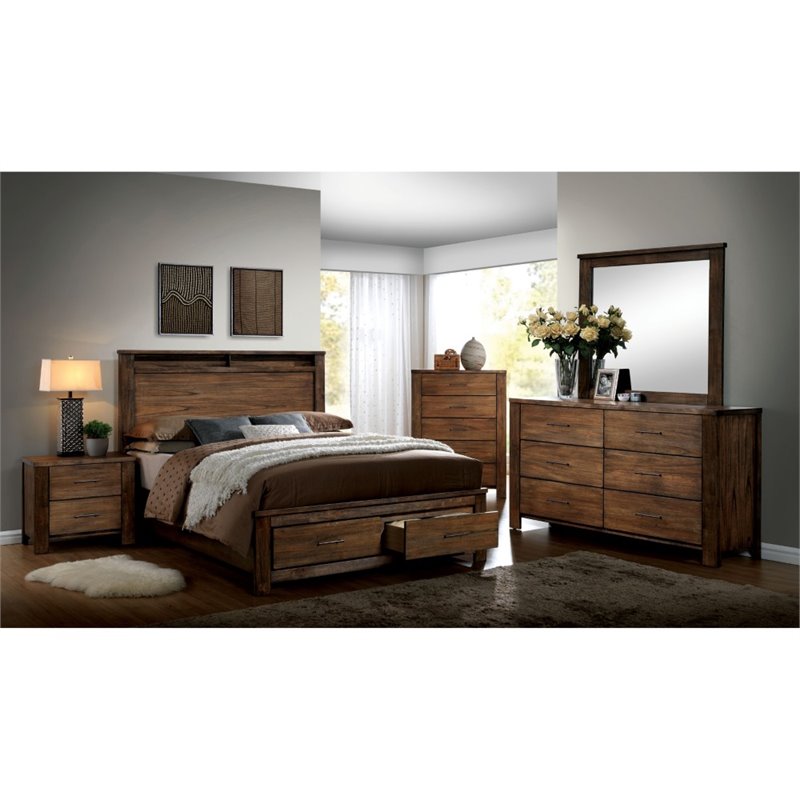 Furniture Of America Nangetti 4 Piece California King Bedroom Set In Brown