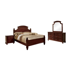 furniture of america mills 4 piece transitional wooden panel bedroom set in cherry brown