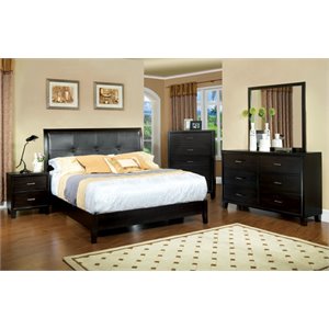 foa muscett 4pc espresso solid wood bed set-cal king+nightstand+dresser+mirror