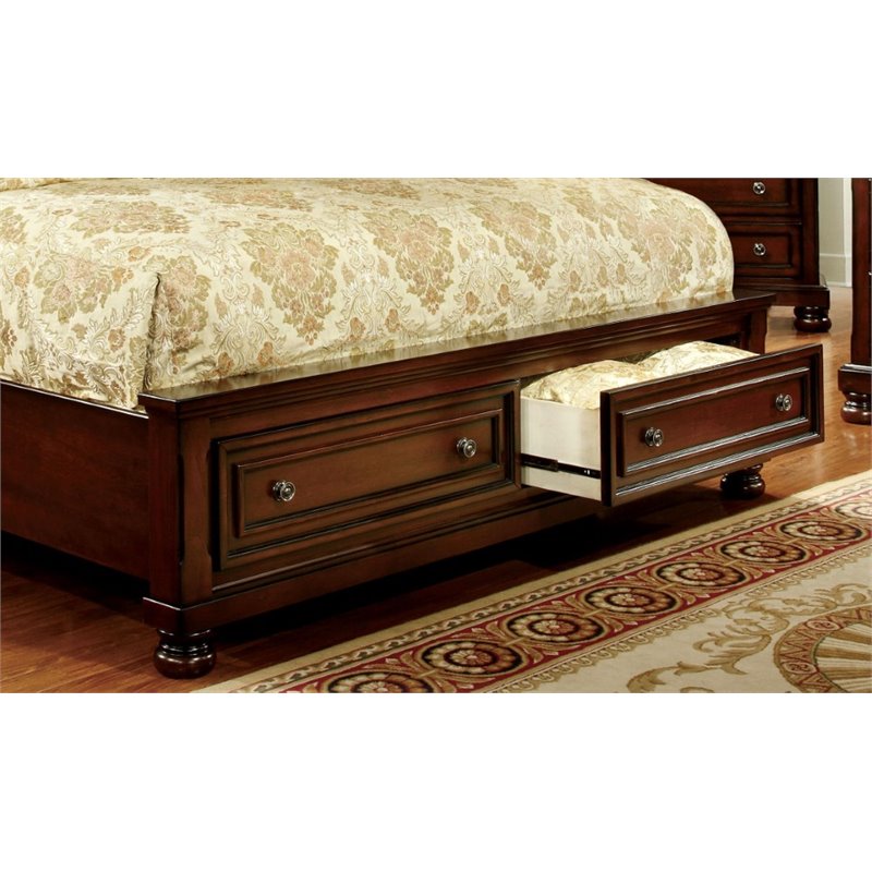 Furniture Of America Caiden 4 Piece Queen Bedroom Set In Dark Cherry