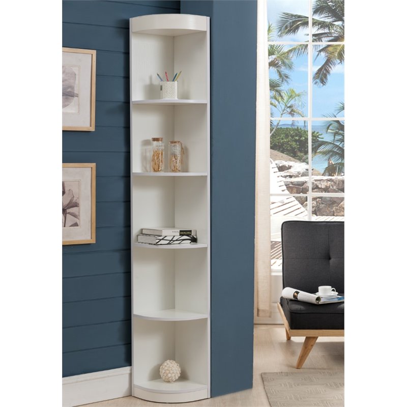 Furniture Of America Maleena, White Corner Bookcase