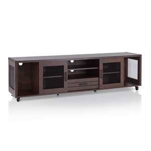 furniture of america sloan industrial wood tv stand with casters in walnut